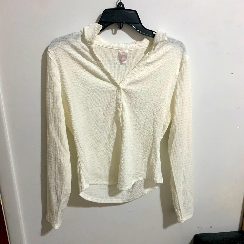 Y2K Button Up White/Cream Blouse. Sz- Large